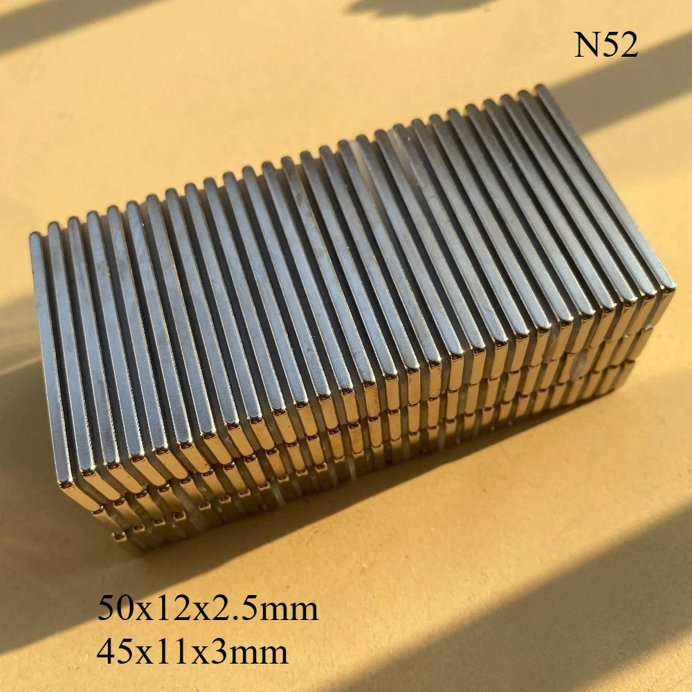 Мощные неодимовые магниты N52, прямоугольные, квадратные, 50x12x2.5, 45x11x3, для двигателей, генераторов, проектов DIY и офисных нужд