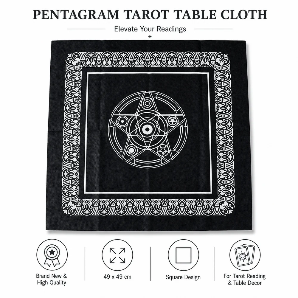 New Pentagram Tarot Card Mat Altar Setup Black White Tarot Table Cloth Board Game Mat Tarot Reading