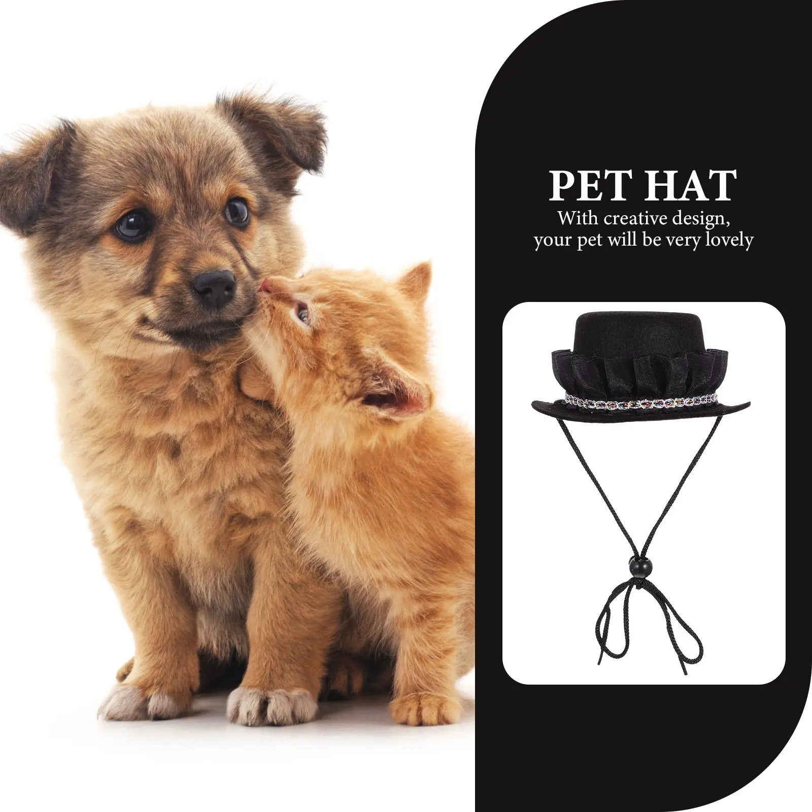 Portable Dog Cat Hat Bowler Pet Accessory Adjustable Decorative Small Puppy Kitten Wear Resistant Long Use Parties Carnival