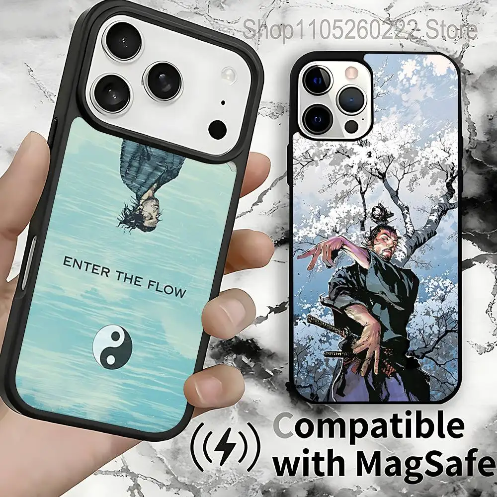 

Musashi Miyamoto Vagabond Magnetic Wireless Charging Case For iPhone 11,12,13,14,15,16,17,Pro,Max,Plus Shockproof Cover