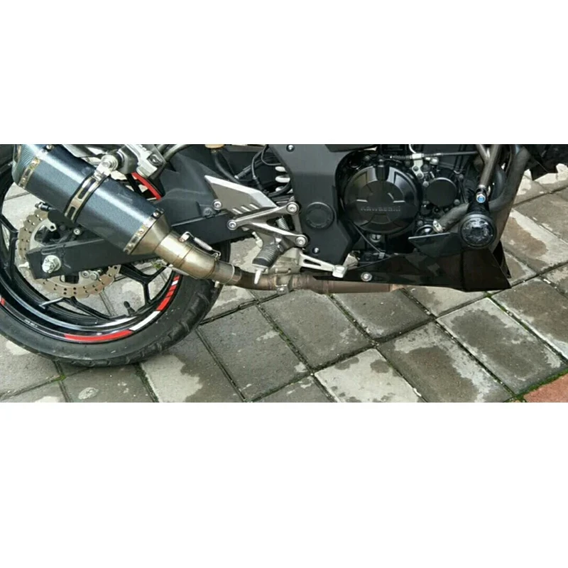 كاتم صوت عادم الدراجة النارية أنبوب متوسط من الفولاذ المقاوم للصدأ لـ Kawasaki Z250SL NINJIA250SL Universal 51 مللي متر