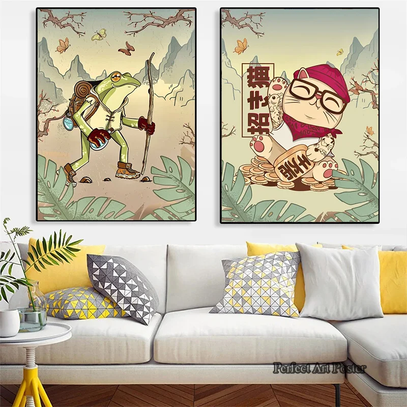 80's Neon Japan Travel City Landscape Samurai Wave Vaporwave Wall Art Canvas Painting Poster Living Room Sofa Home Decor Picture