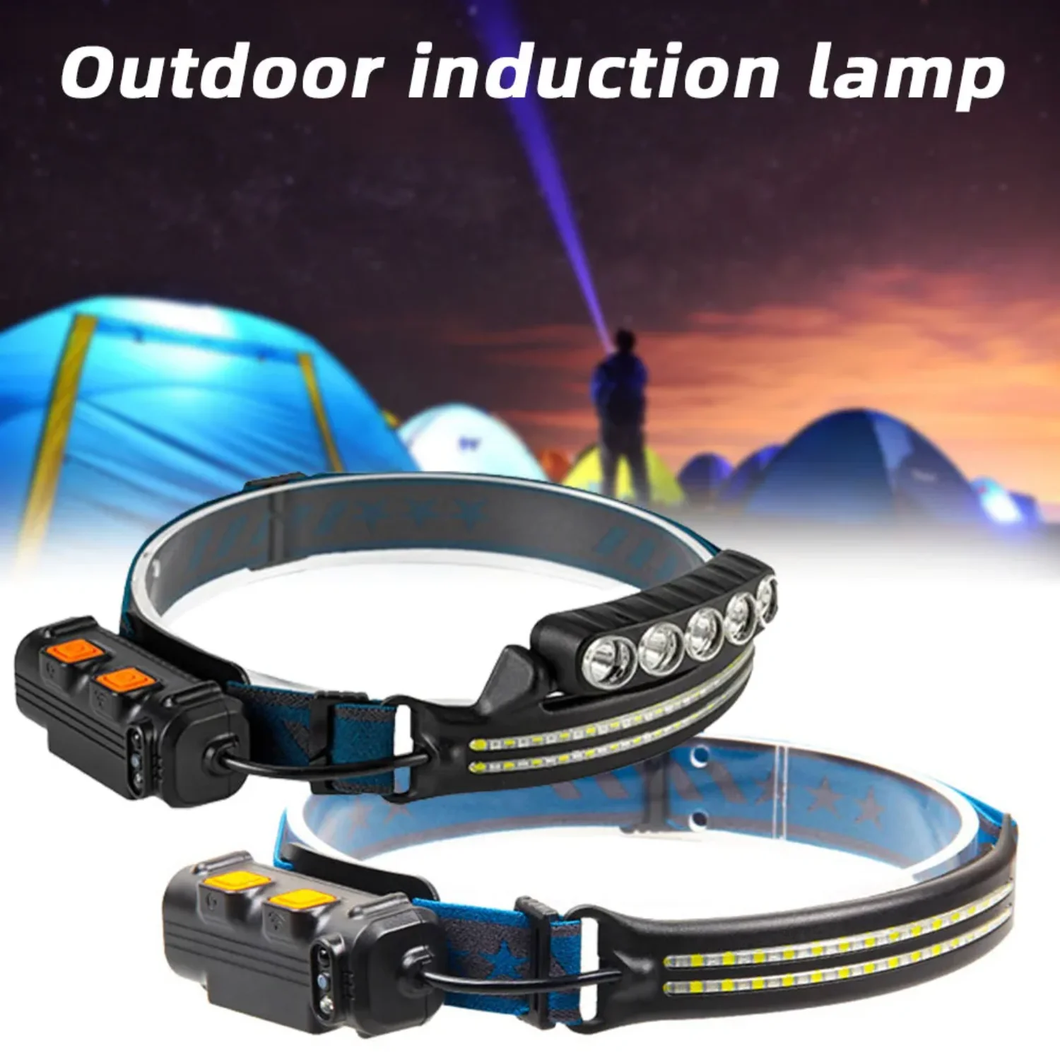 Single/Double Light Source Headlight Multi-Purpose Lighting Flashlight  Climbing Camping