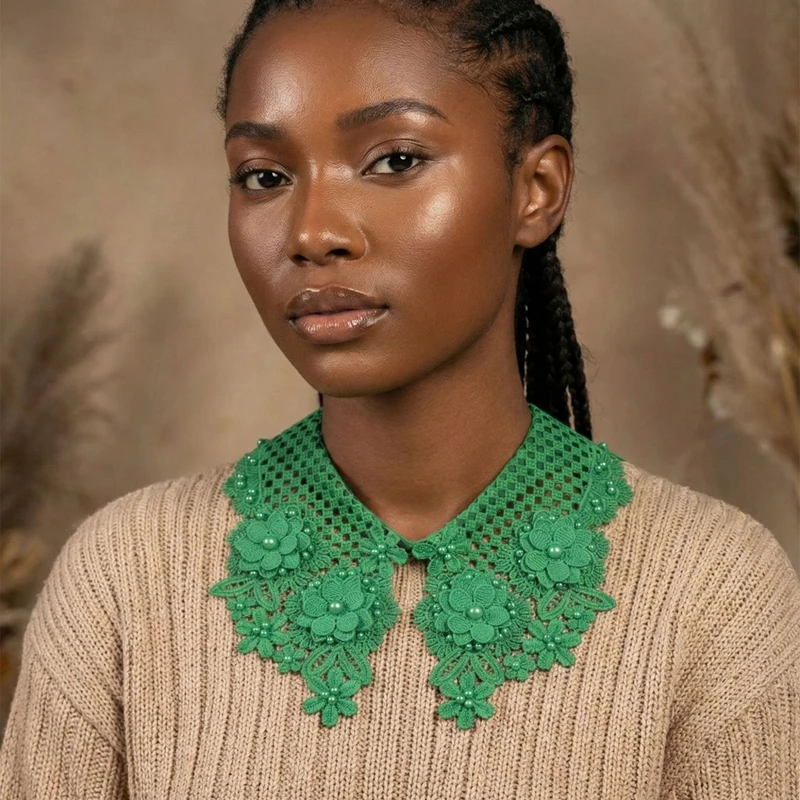 Multi-Color Decorative Fake Collar Sweater Shirt Hollowed Out Flower Beads Detachable Collar Neck Accessory