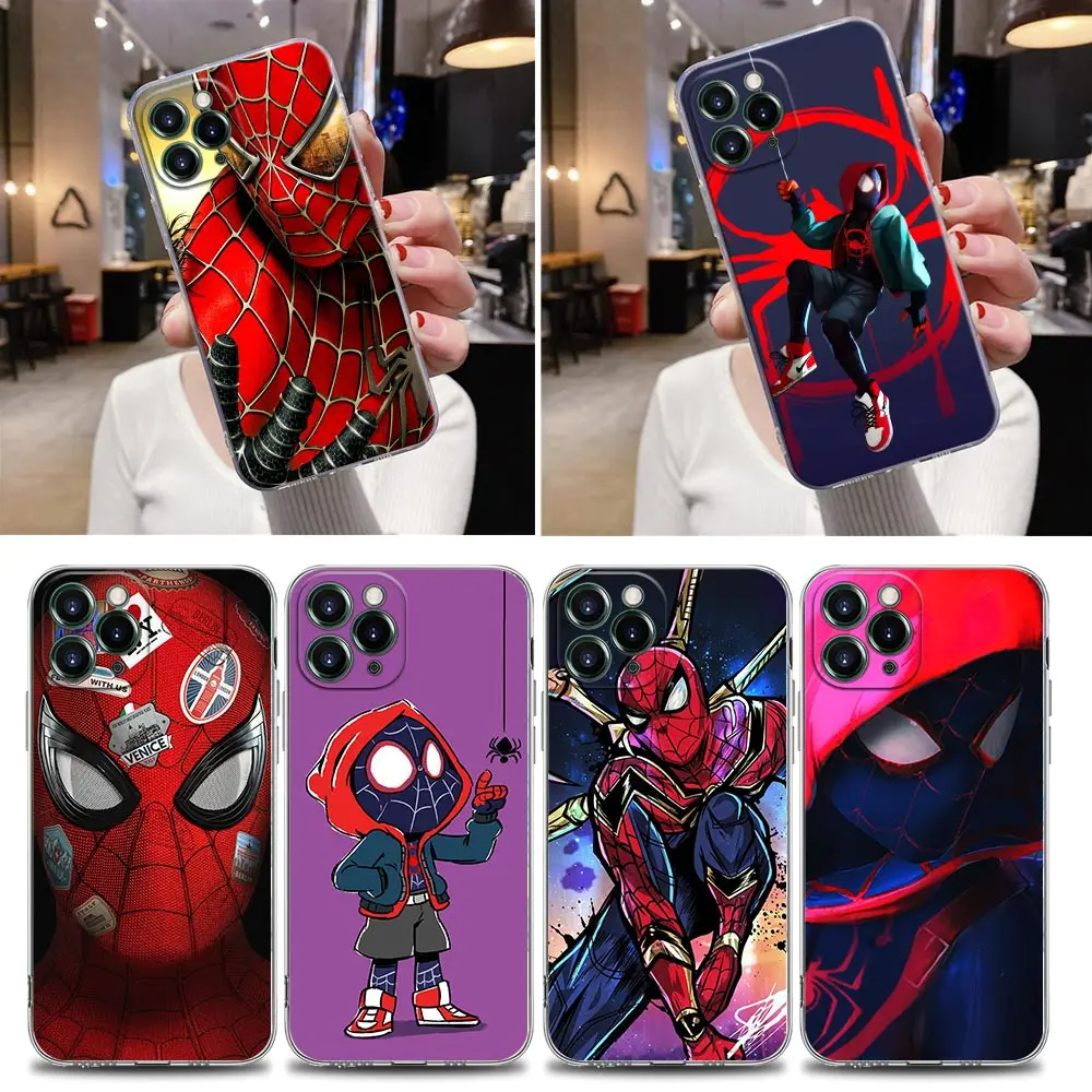 Spider-Man Miles Morales Marvel 15Pro Clear Phone Case For iPhone 13 11 12 14 Pro Max XS 7 8 15 Plus Case Soft Fundas Back Cover