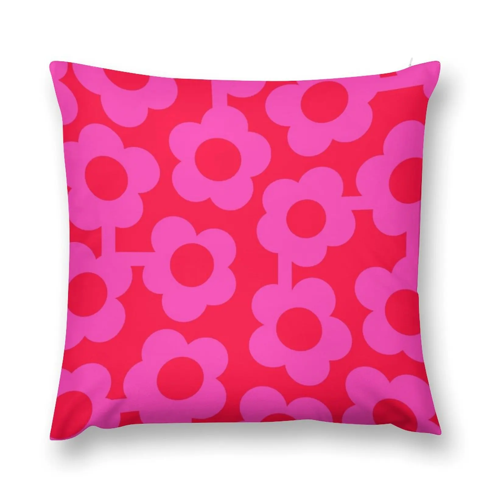 Iconic Retro Scandinavian Flowers in Pink and Neon Red Throw Pillow autumn pillowcase Sofa Cushions pillow