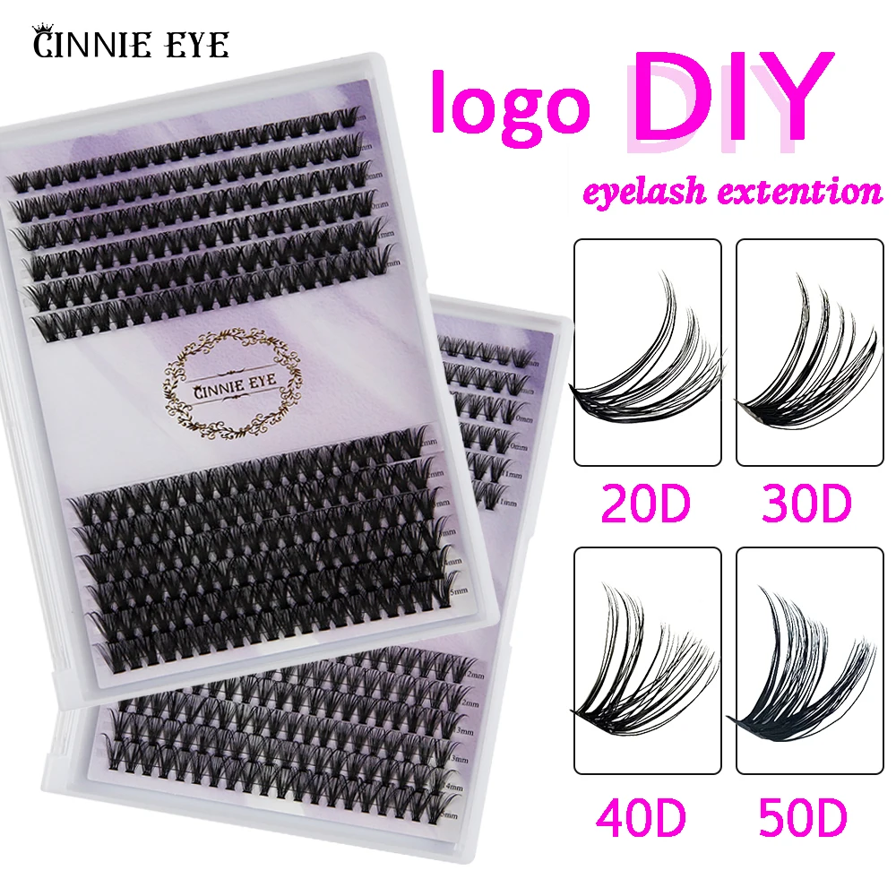 Individual Cluster Eyelash Extension Big Tray Ready Made Wispy Fans False Eyelash Bunches 8-15mix DIY Russia Volume Fans Lashes