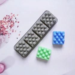 4 Holes Massage Soap Mold Square Silicone Molds For Soap Making Handmade Nonstick Lotion Bar Mould DIY Aromatherapy Handicraft