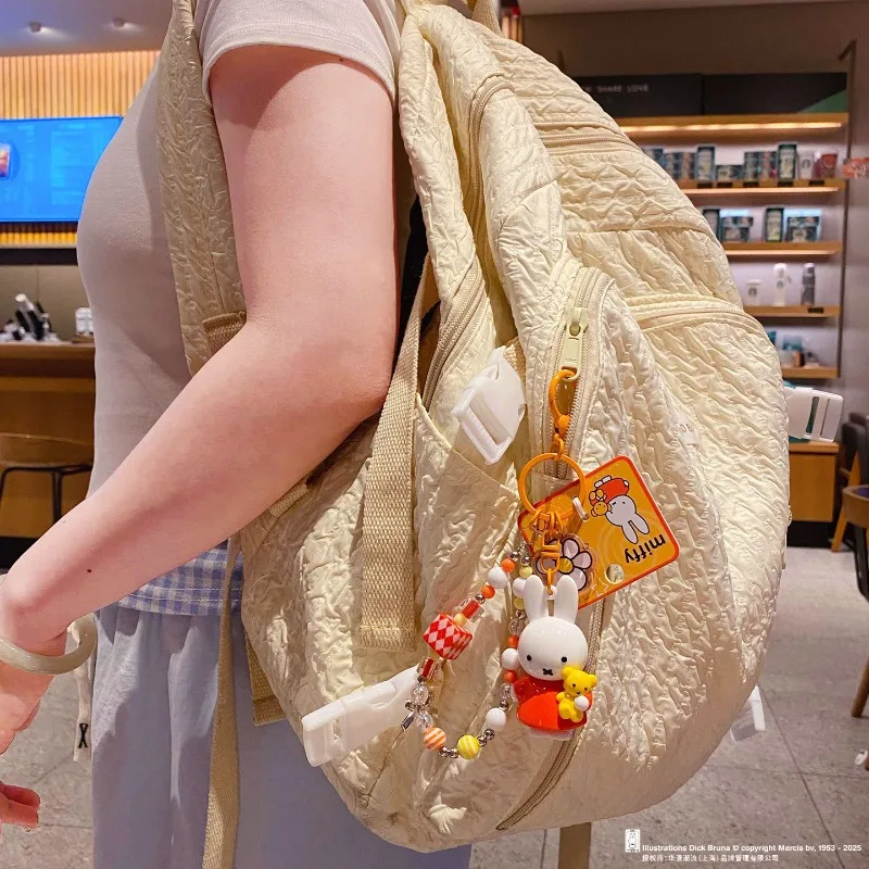 2025 New Kawaii Miffy Rabbit Beaded Keychain Cartoon Boris Backpack Pendant Mobile Chain Children's Creative Festival Gift