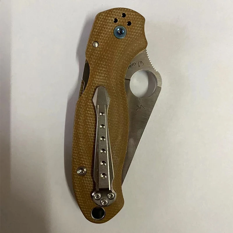 2 Patterns StoneWash SandBlast Knife Titanium Alloy Pocket Clip for Spyderco Paramilitary2 C81 Para3 C223 C10 C11 G10 Knives