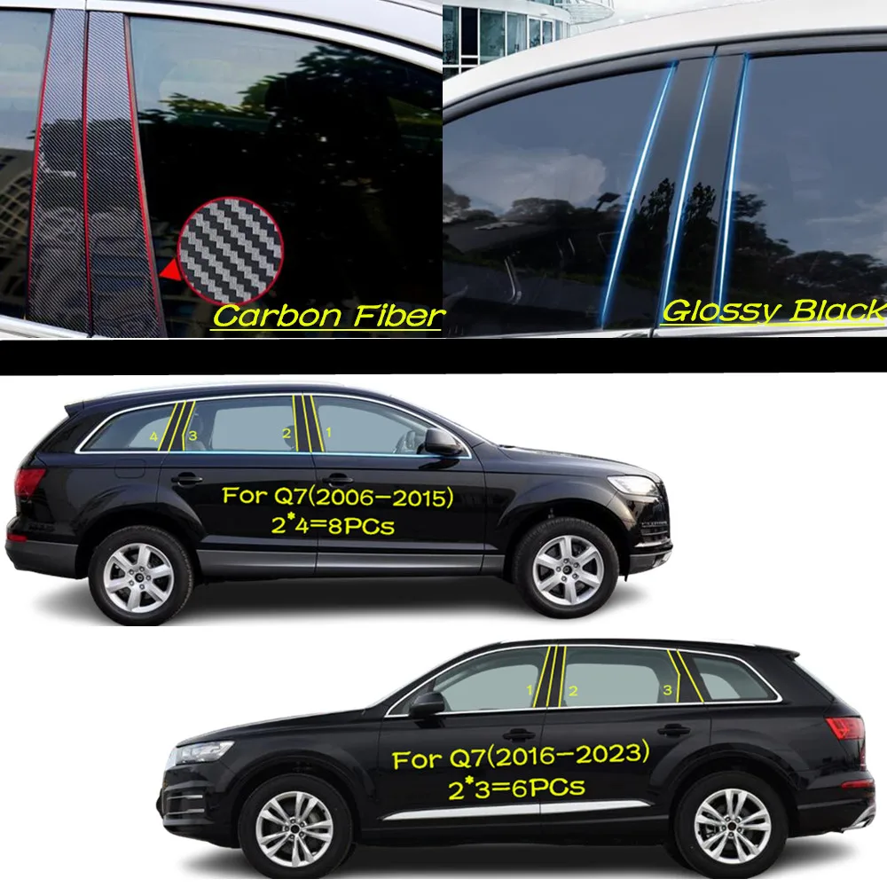 

Car PC Material Pillar Post Cover Door Trim Window Molding Sticker Plate Accessories For VW Audi Q7 2006-2015 2016 2017-2023