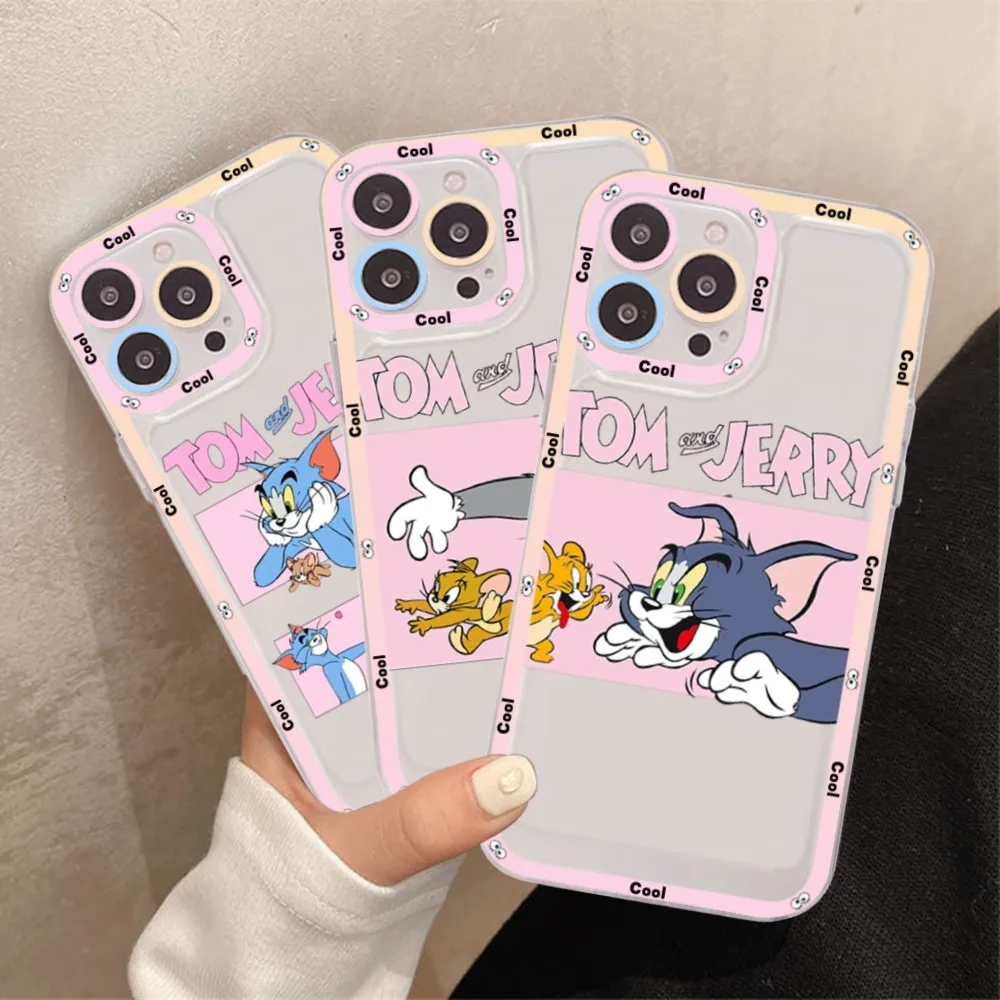 

T-Tom and J-Jerry cartoon Mousepad For iPhone 15 13 14 Pro Max XS XR 12 11 Pro 13 Mini Soft Clear Back Cover