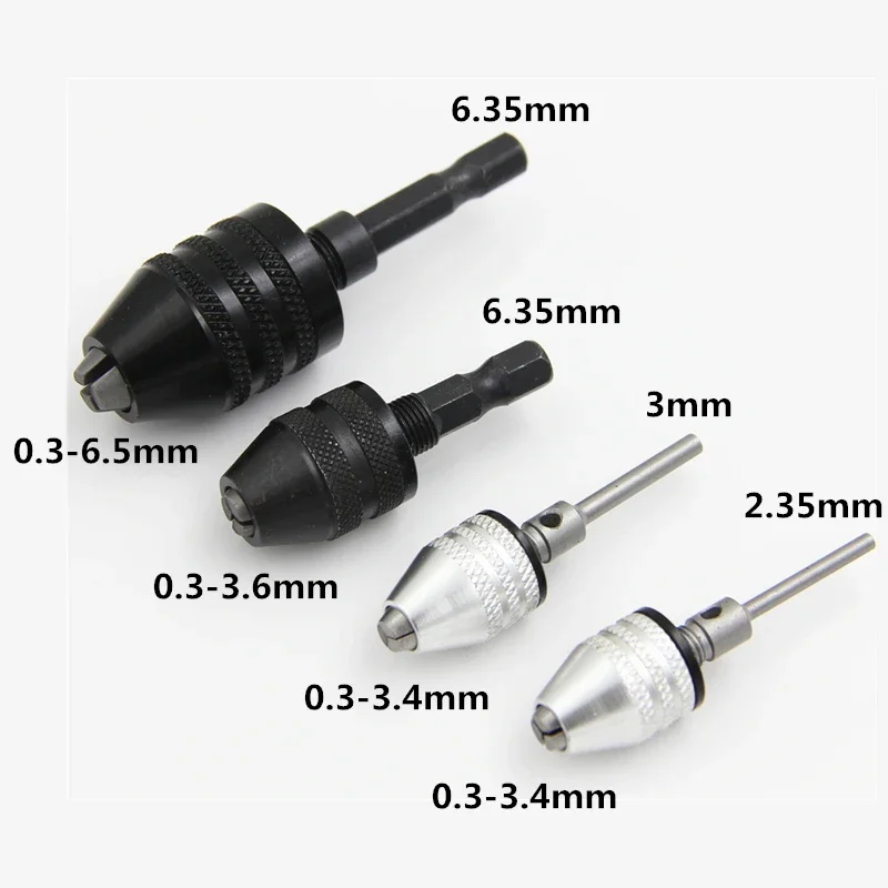0.3-8mm 6.35mm 1PC Quick Change  Keyless Drill Chuck Screwdriver Impact Driver Adaptor Hex Shank Drills Grinder Converter view 6