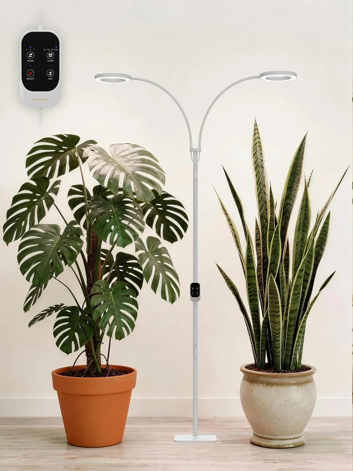 

Full Spectrum LED Grow Light Floor Lamp with Adjustable Height and Angle, 3/9/12H Timer for Indoor Plants