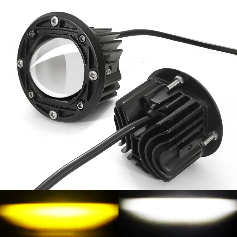 

30W Yellow White LED Car Spotlights 3-inch Dual Color Front Bumper Fog Lights Truck Pickup SUV Modified Work Lights universally