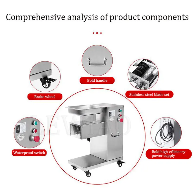 Meat Cutter Commercial Stainless Steel Fully Automatic Slice Shredder Ground Meat High Power Dicing Machine Slicer