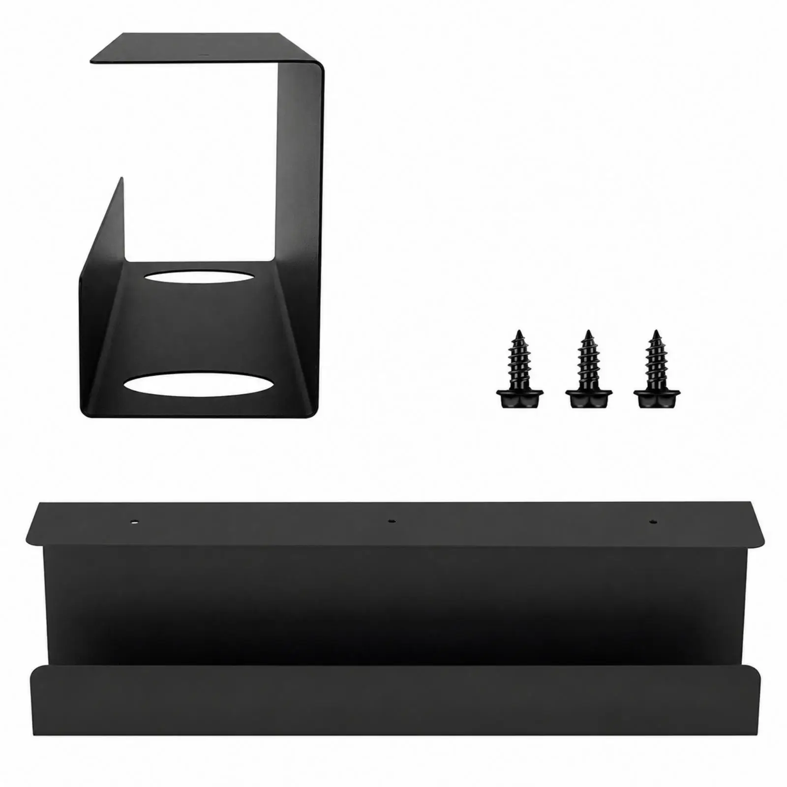 Under Desk Cord Organizer Tray Carbon Steel with Mounting Screws for Cable Storage for Gaming Desk and Workstation Setup