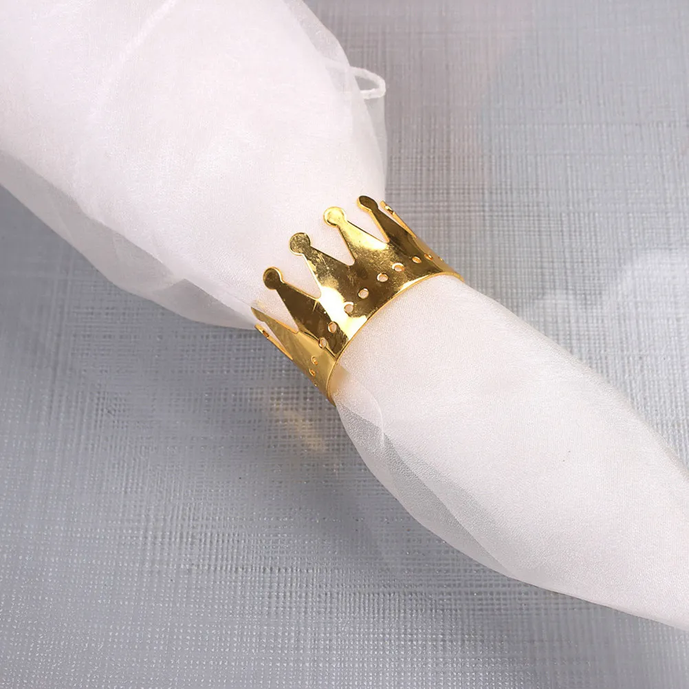 4Pcs Crown Napkin Buckles Alloy Napkin Rings Beautiful Dinner Decoration Party Restaurant Home Use Golden Color