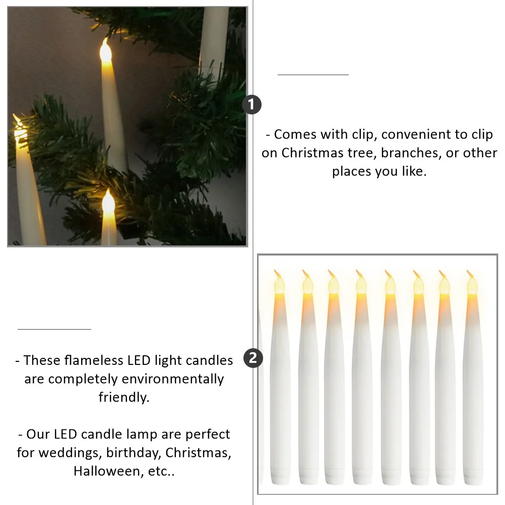 

10pcs Led Lamp Warm White Flameless Taper Candles For Christmas Party Decor Indoor Outdoor Use Safety Light