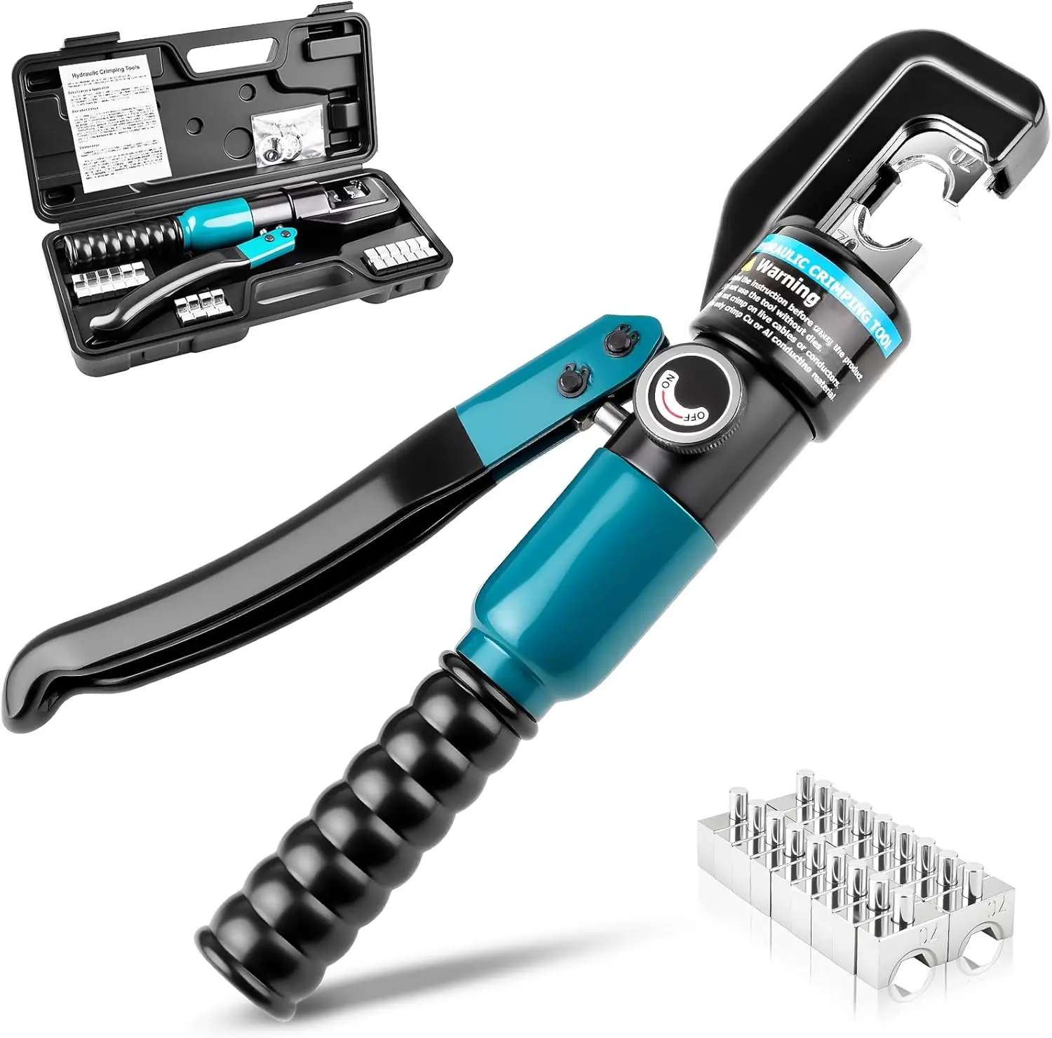

6-Ton Hydraulic Crimping Tool with 9 Dies, 12 AWG to 2/0 Battery Cable Lug Crimper