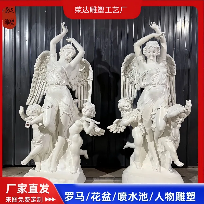 

Copper imitation European angel figure sculpture FRP artificial sandstone Cupid statue Western figure ornament