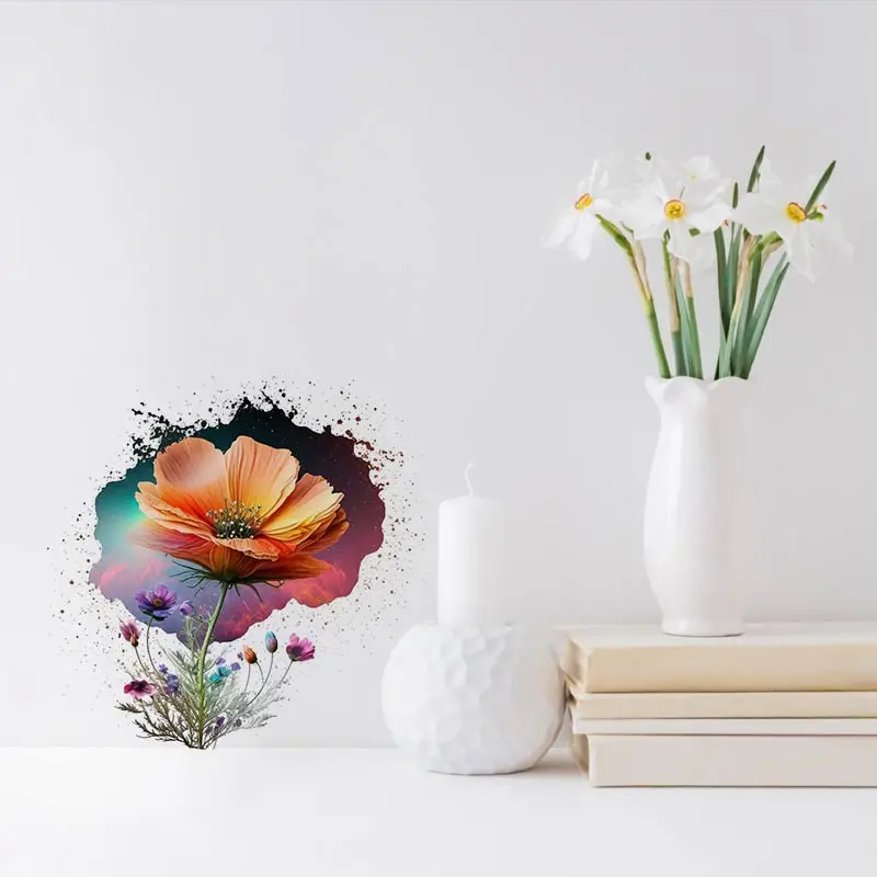 M444 Wunderschöner Blumenstrauß Wandaufkleber Badezimmer Toilette Dekor Wohnzimmer Schrank Kühlschrank Home Dekoration Aufkleber – Detail 5