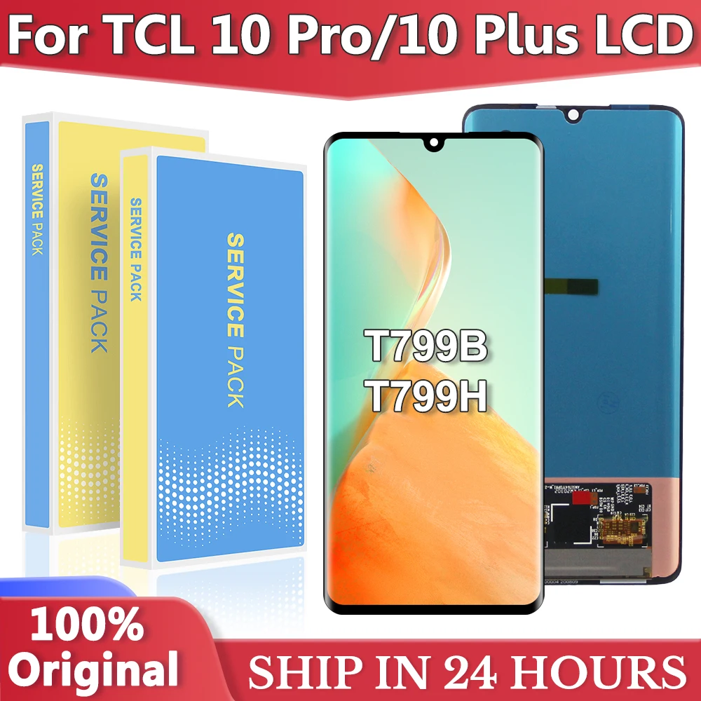 Tela LCD para TCL 10 Pro, Painel de Toque, Substituição do Conjunto Digitador, T799B, T799H, 10 Plus, Novo