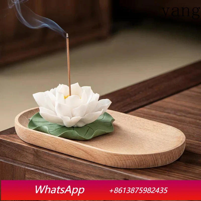 CX ceramic white lotus hand-pinched flower fragrance plug line fragrance base does not fall ash fragrance holder