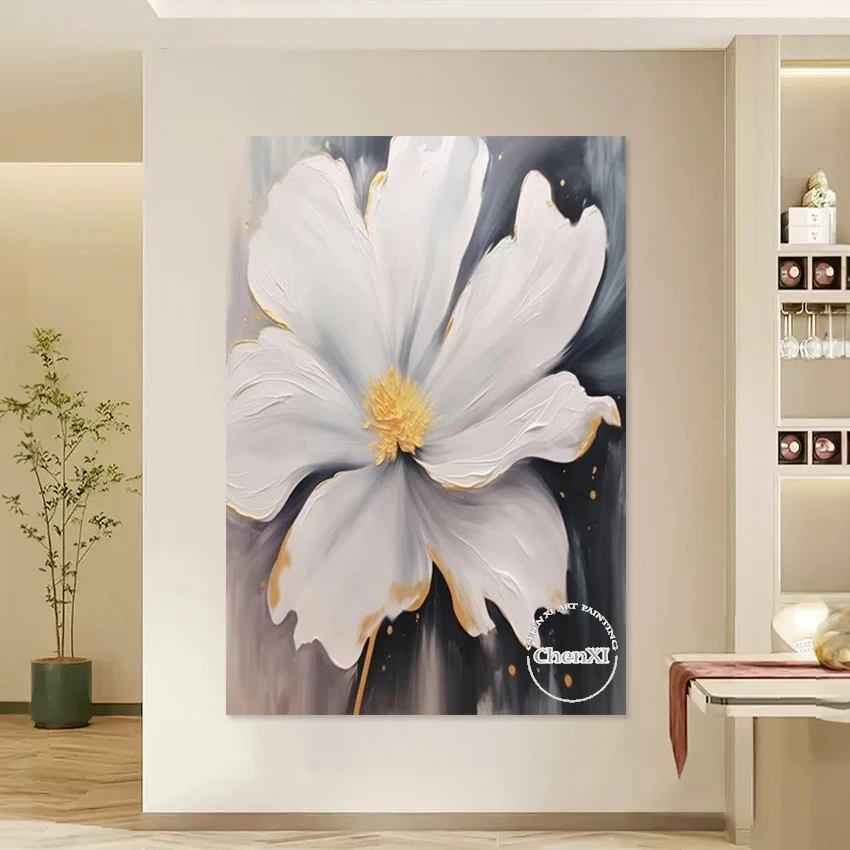 

Simple Design Texture Art Flower Oil Paintings, Frameless, Canvas Artwork, Abstract Sleeping Room Decoration Picture, Large Size
