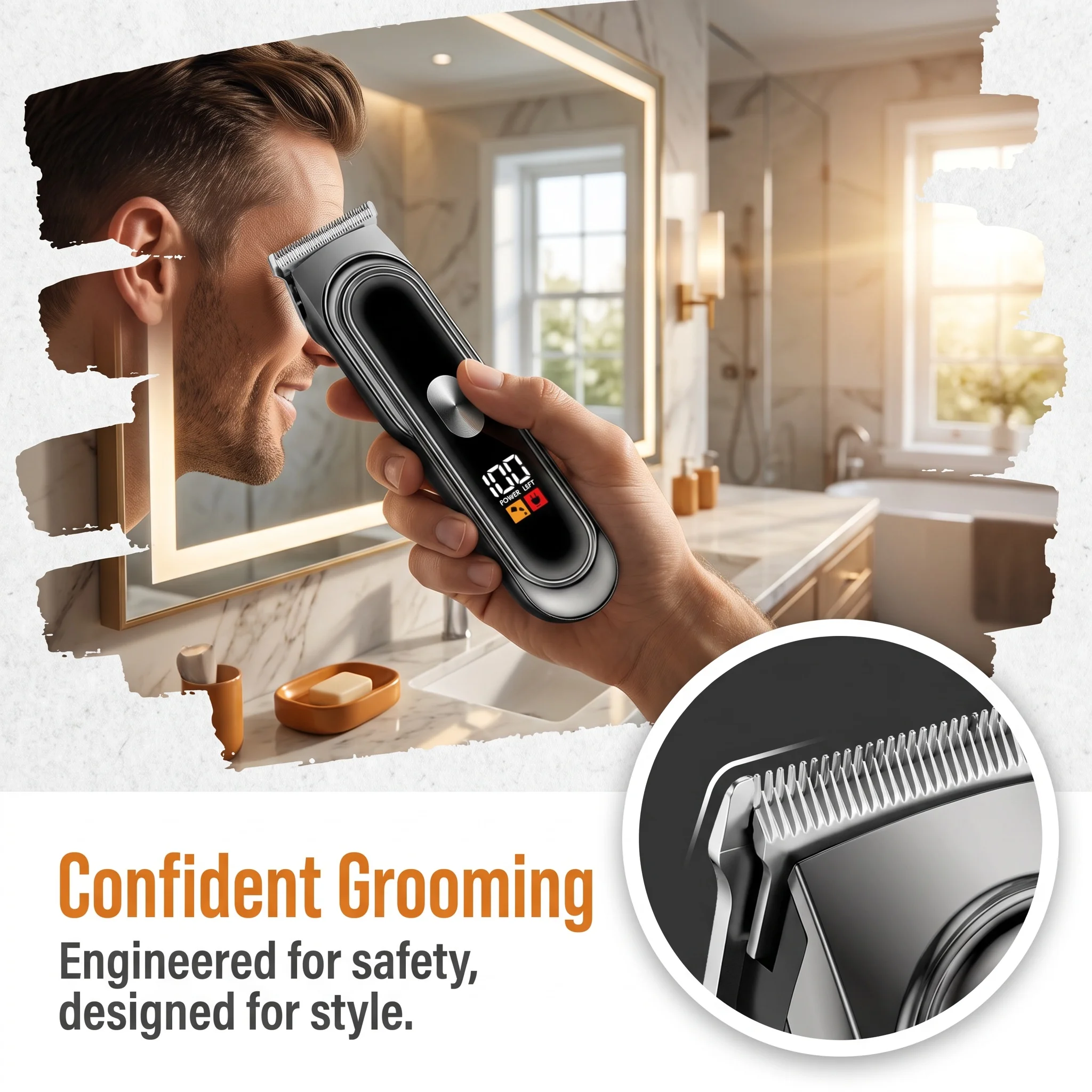 USB Rechargeable Electric Hair Clipper Titanium Sharp Blade Cordless Beard Trimmer Men Hair Cut Machine For Bald Head Carving - view 3