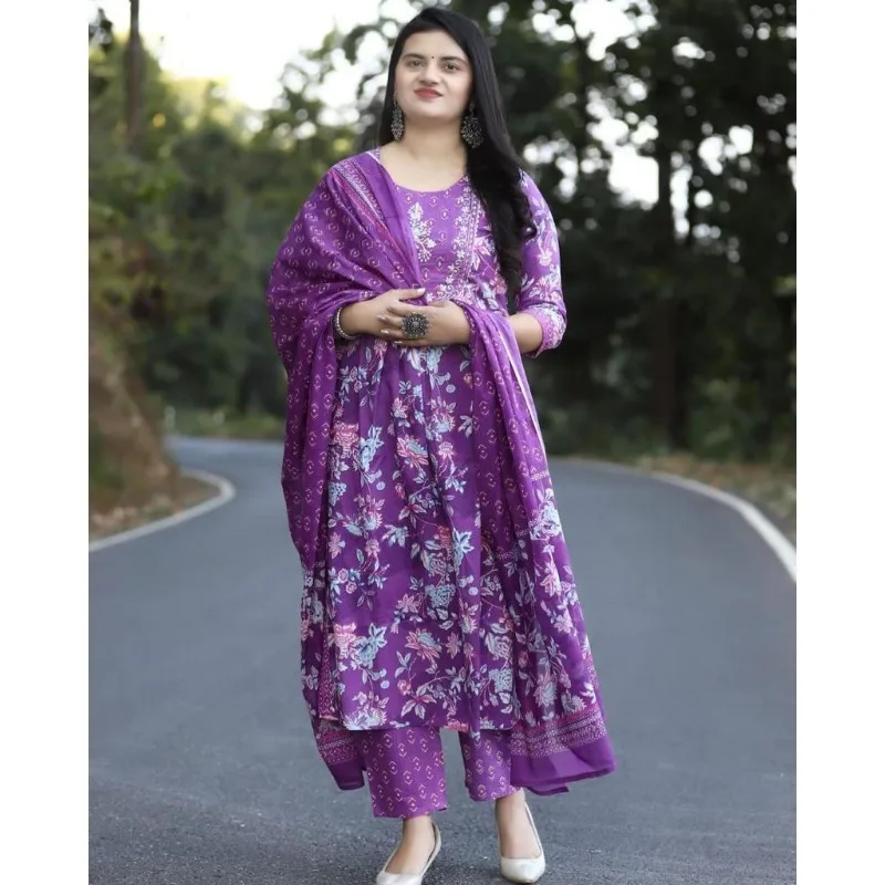 

Fully Stitched Indian Women Partywear Embroidery Work Kurti Pant & Dupatta Dress