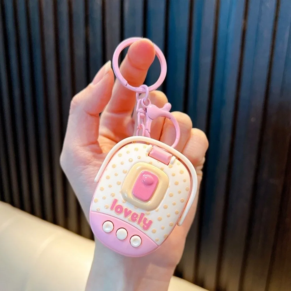 Bag Charm Plastic Rice Cooker Keychain Cartoon Funny Voice Recorder Keychain Cute Sound Making Keychain for Car Key Chains