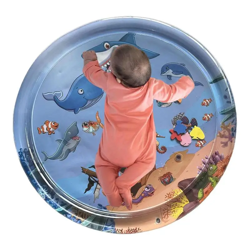 PVC Round Water Sensory Mat Inflatable Kids And Pets Water Playing Mat For Toddler Girl Boy Summer Cooling And Playing