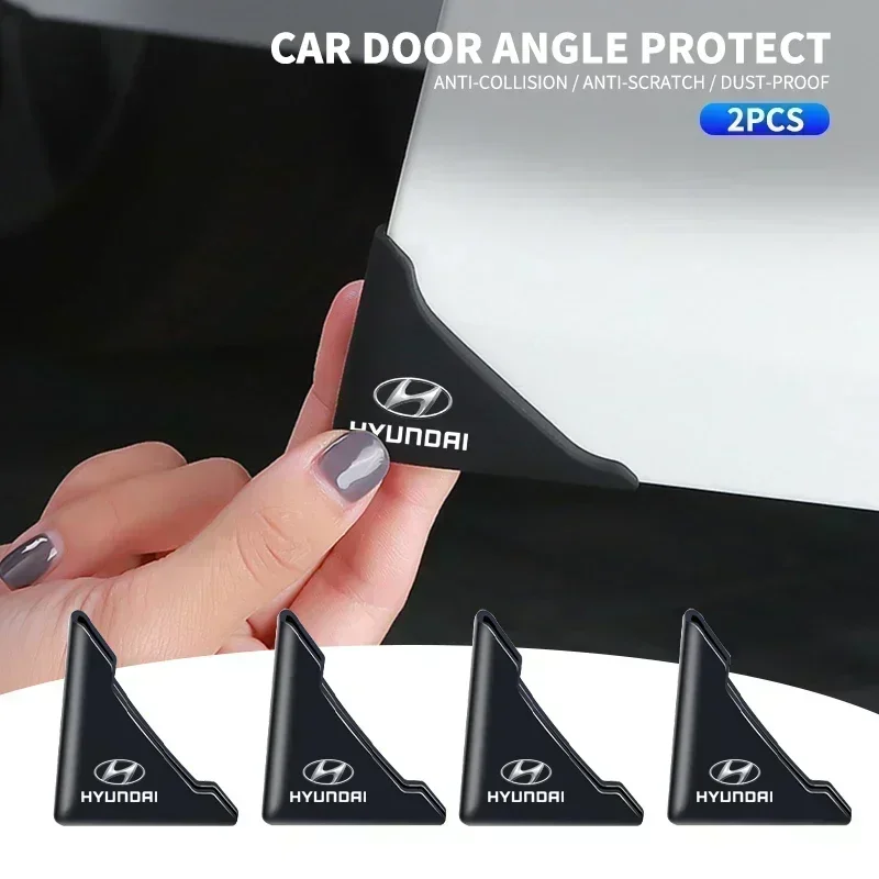현대 i30 I20 Tucson Ioniq 5 Accent Elantra Veloster 실리콘 자동차 도어 코너 커버 안티 스크래치 보호 스티커 2개