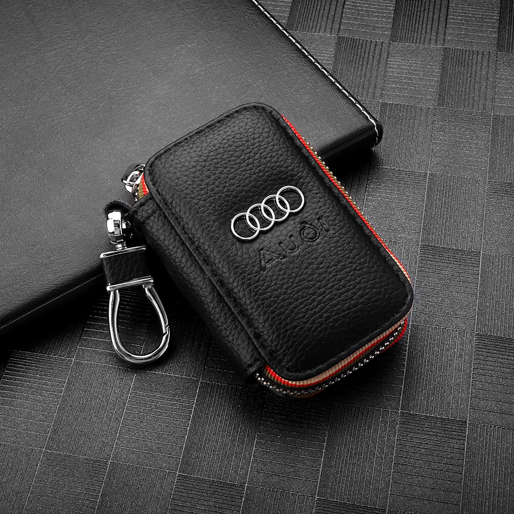 3D Metall/Leder Auto-Emblem Schlüsselanhänger Schlüsselring Dekoration für Audi A3 S3 8V A4 B8 B6 B7 A6 C6 C5 C7 A5 Q3 Q5 Q7 TT A1 A2 A7 A8 Q2