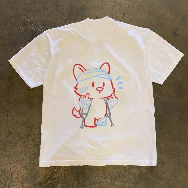 Loose Fit Cotton T-Shirt Unisex Short Sleeve Double Thread UPUPXIA Hero Print Sweat Absorbent round Neck Casual Summer Top