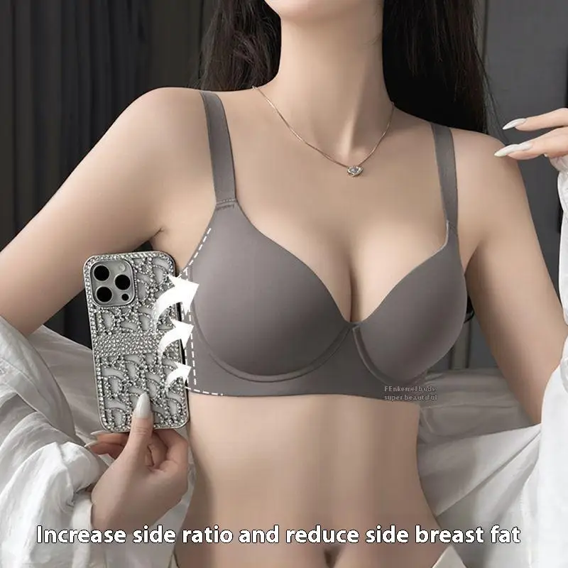 Plus Size Seamless Bra for Women, Comfort Lingerie, Bridal, Basic, Minimalist, Soft Underwire, Side Support, Anti-Sagging