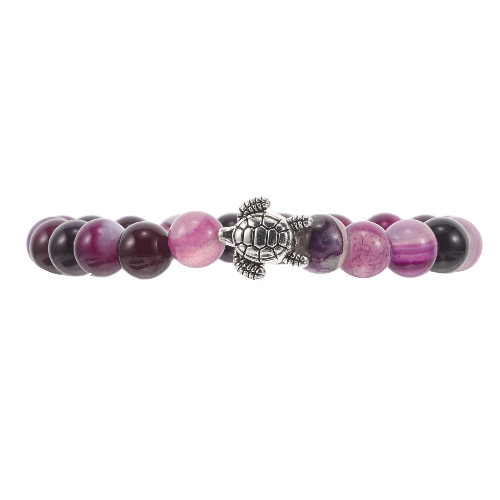 

Purple Natural Stone Turtle Bracelet Elastic Beaded Yoga Jewelry For Women Stretch Sea Turtle Charm Bracelet Daily