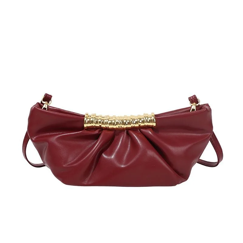 Product Pleated Clutch Bag Metal Buckle Cloud Handbag Niche Dinner Bag Fashionable Versatile Single Shoulder Oblique Span Bag