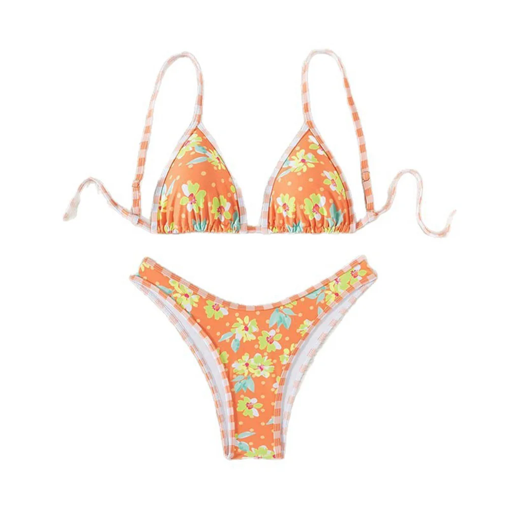 

Women's Printed Lace Up Bikini Swimsuit for Swimming and Beach Comfortable Polyester and Spandex Material Suitable for Summer