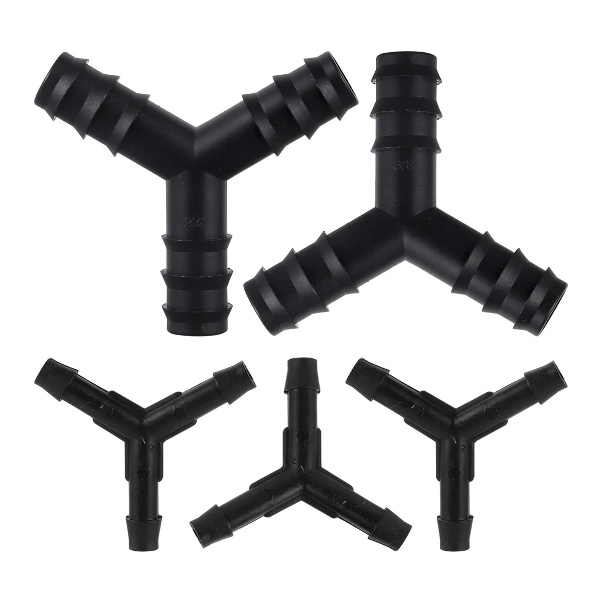 20Pcs DN16mm 4/7mm Y-Shaped Tee Connector Equal Barbed Coupling Black Garden Micro-Irrigation 3-Way Water Splitter Pipe Fittings