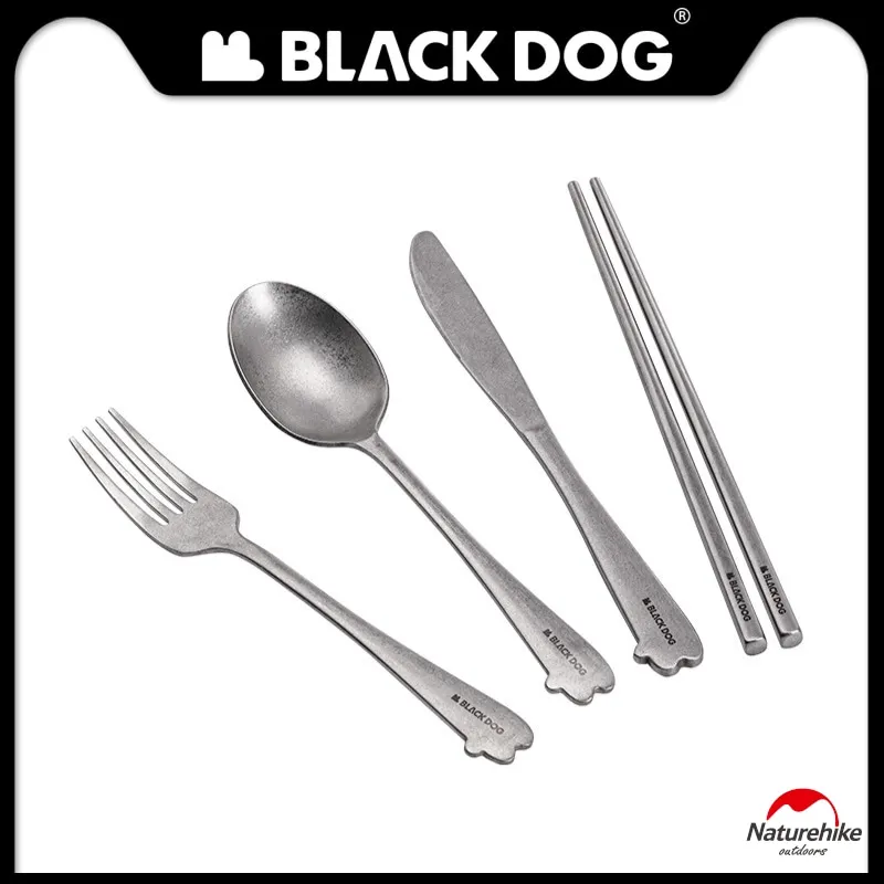 

Naturehike BLACKDOG Набор посуды из нержавеющей стали Кемпинг Поход на природу Винтажные серебряные ножи вилки ложки Открытый портативный складной набор столовых приборов