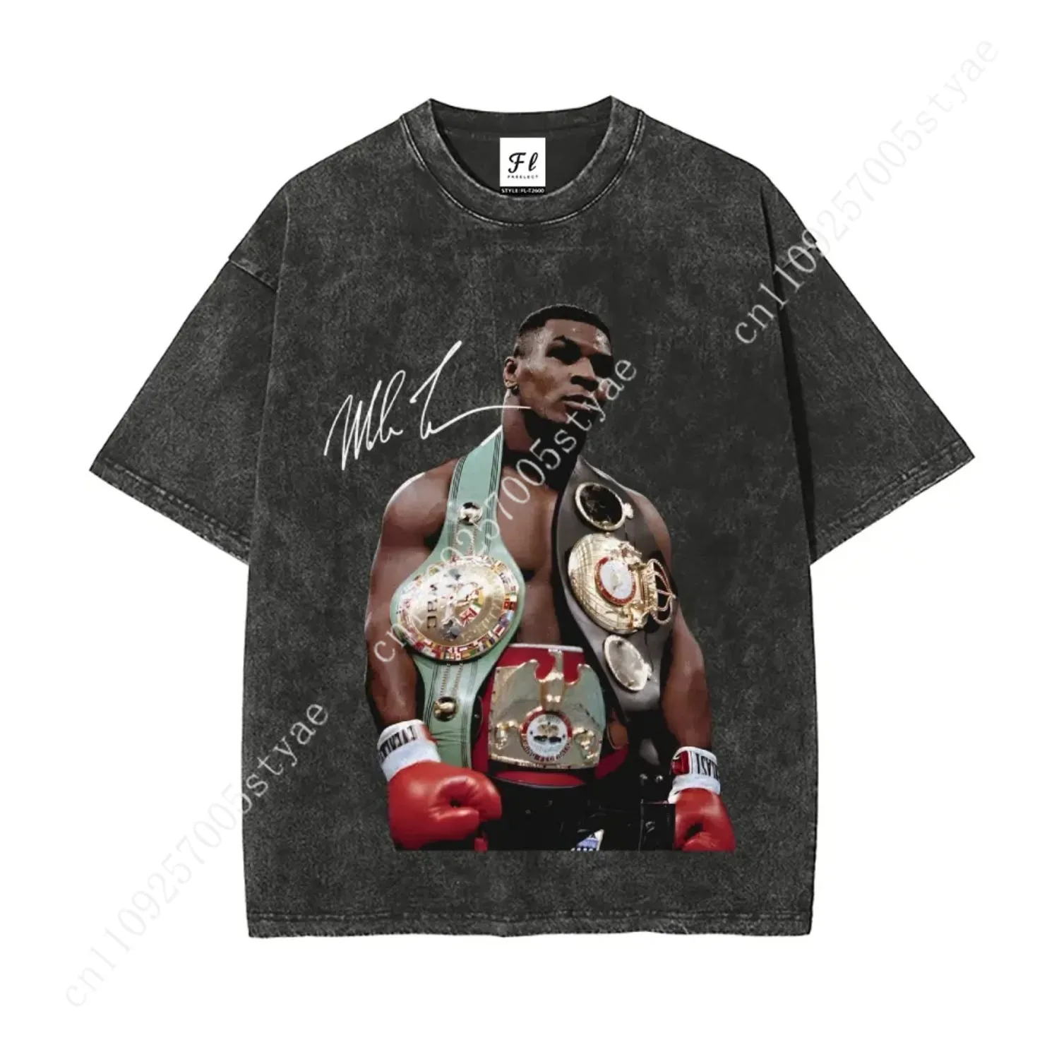 Mike Tyson T-Shirt, 90s Vintage Boxing Sport Legend Oversize Unisex Washed T-Shirt for Women and Men's Unisex Fit Batik Cotton O
