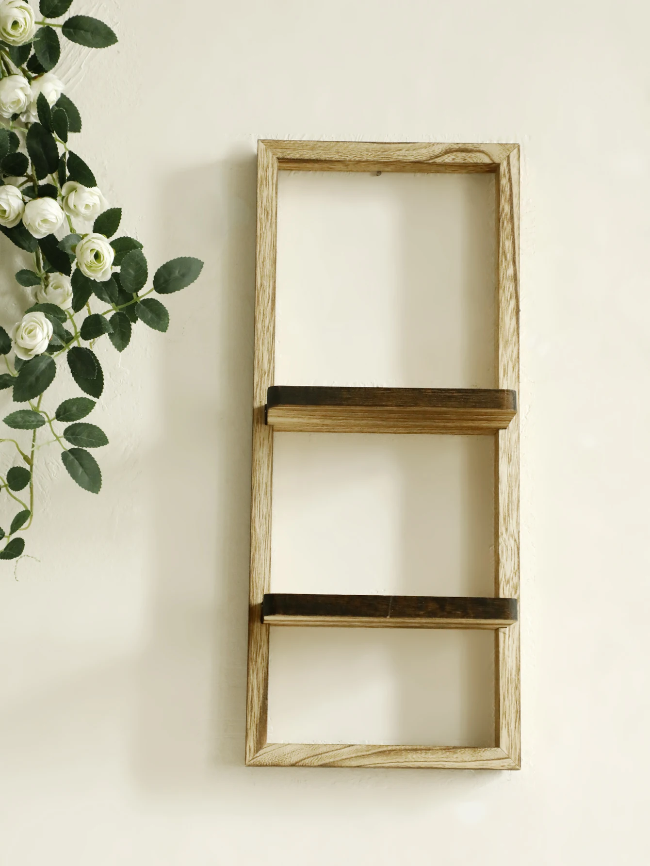 1 قطعة رفوف جدار خشبية ريفي 2-tier رف معلق للنباتات ديكور غرفة المعيشة المنزلي المطبخ غرفة نوم الحائط رف شاشة