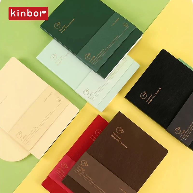 Kinbor Notebook Journal A5 Self-filling Budget Planner  PU Material Agenda Planning Notebook 공책 Writing Office School Stationery