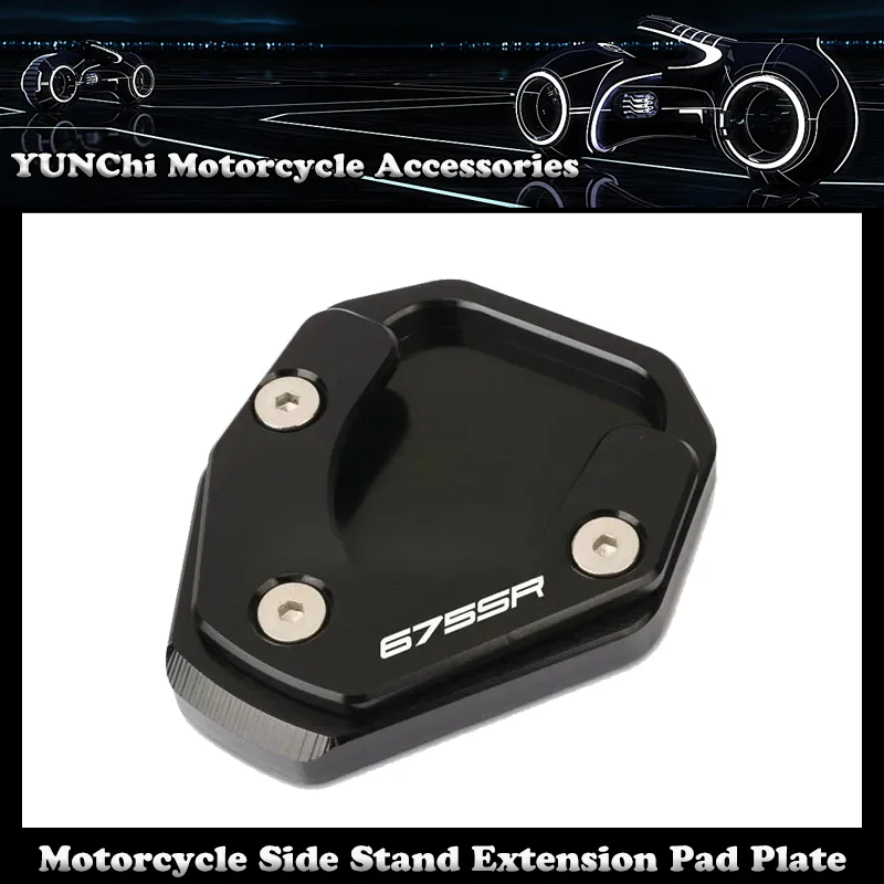 

Motorcycle CNC Kickstand Foot Side Stand Extension Pad Plate Bracket For CFMOTO 675SR 675SR-R 2024-2025