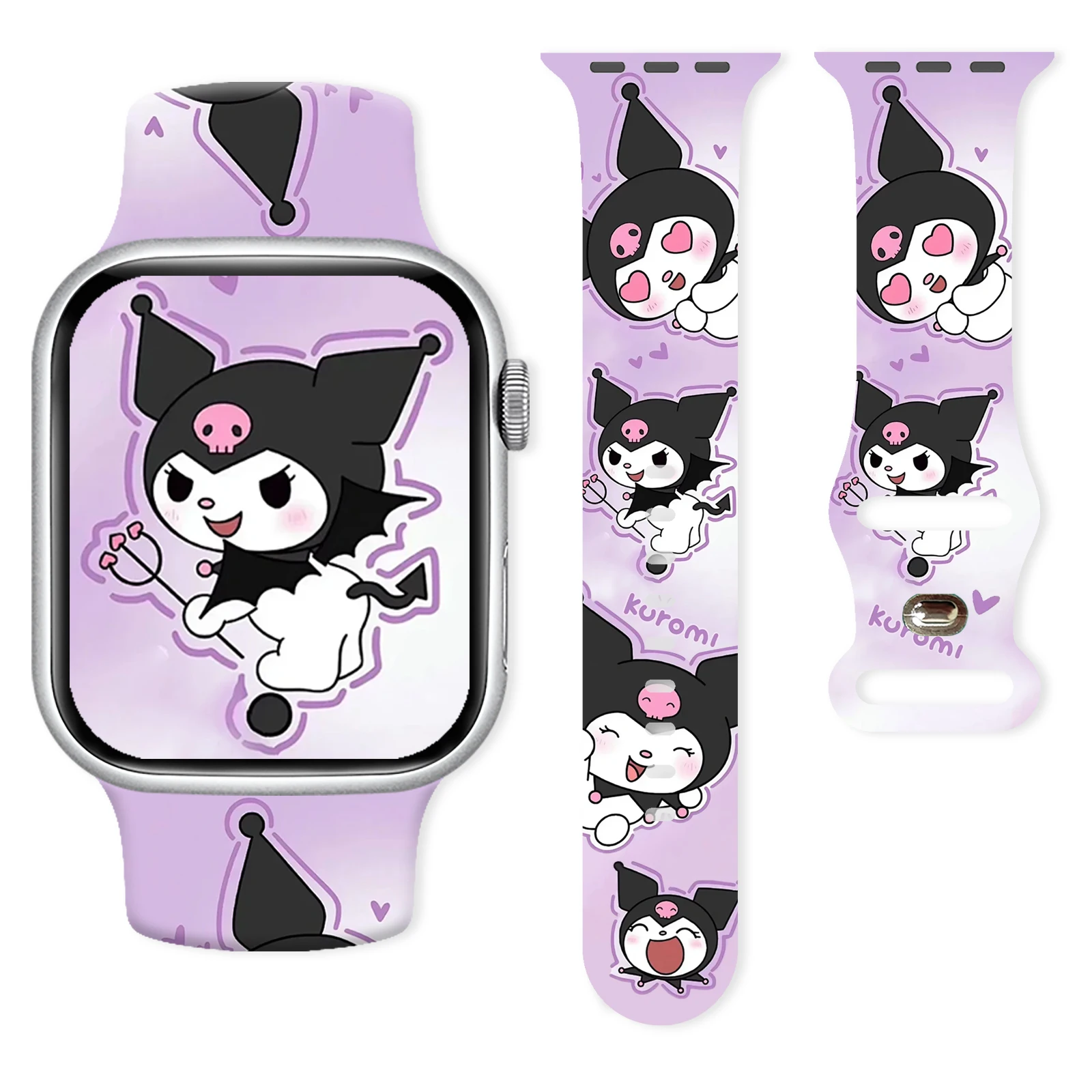 Kuromi Series 2 bedrukte band voor Apple Watch 11 10 9 8 7 SE siliconen band vervangbare horlogeband voor iWatch 46 mm 42 mm 41 mm 40 mm