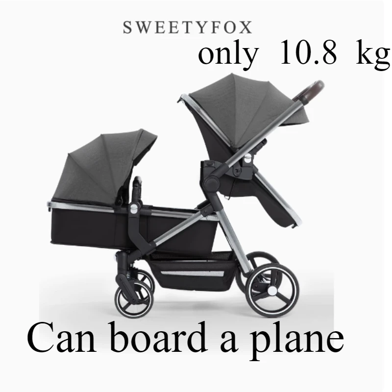 

Twins second child size treasure double stroller can sit and lie down light folding