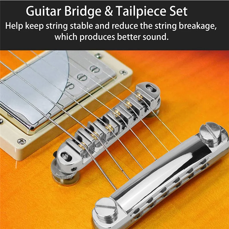 1 Set Of 6 Strings Guitar Tune-O-Matic Bridge and Tailpiece with Posts for Les Paul SG LP Electric Guitar,Gold