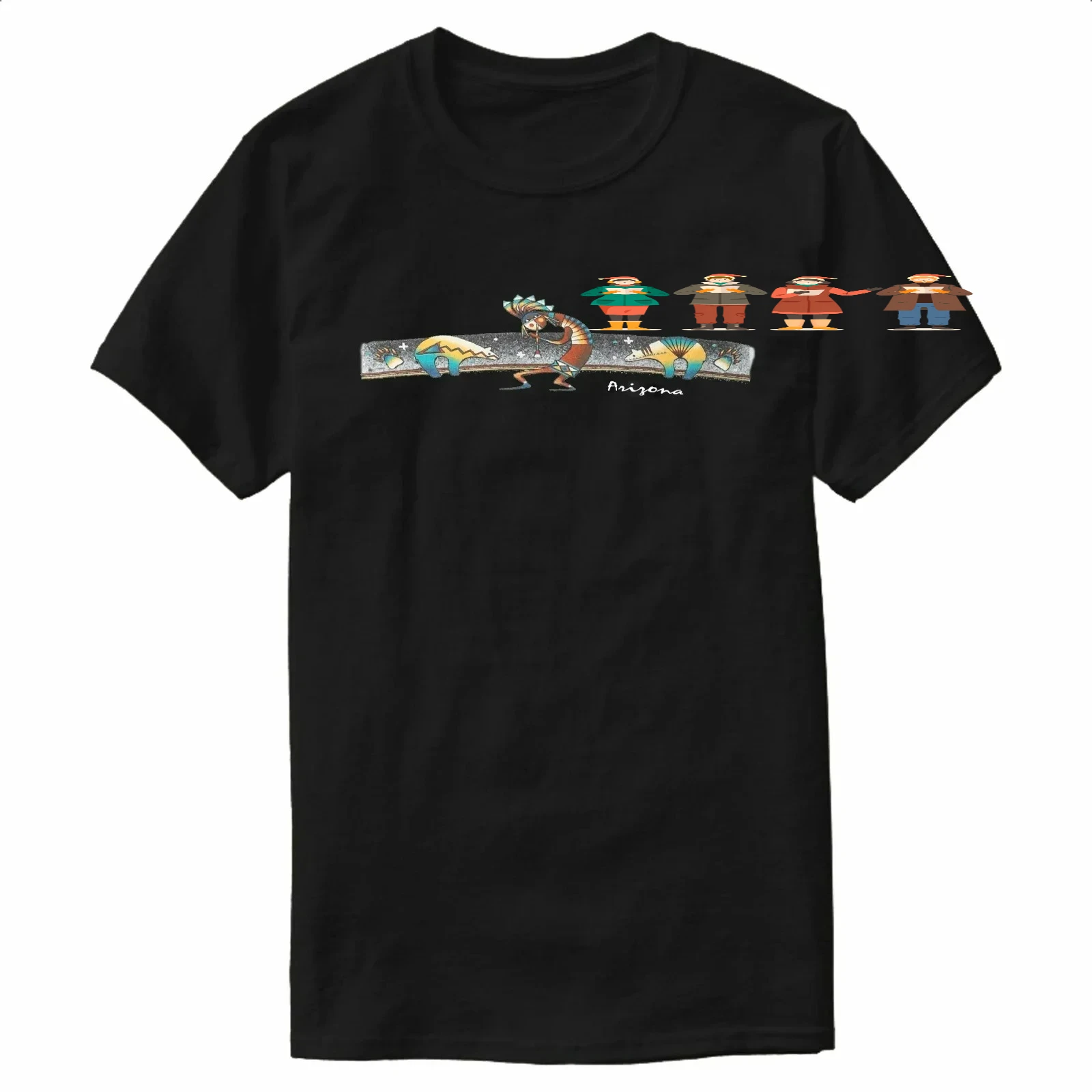 Retro Native Tribe God of Fertility Kokopelli Graphic T-Shirt 100% Cotton O-Neck Short Sleeve Casual Mens T-shirt Size S-3XL